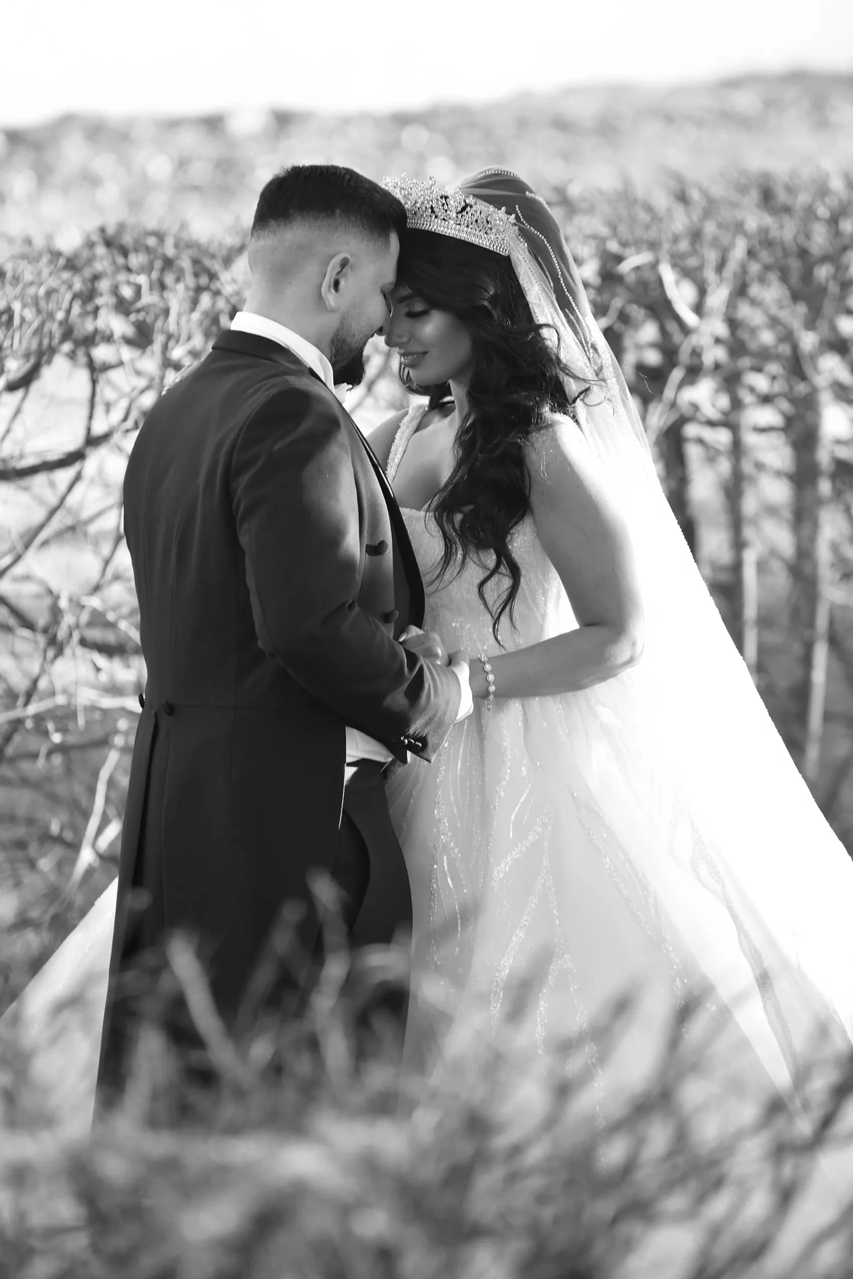 Bröllopspar i porträtt